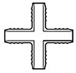 1420-010 1” Barb Cross PVC - Barb