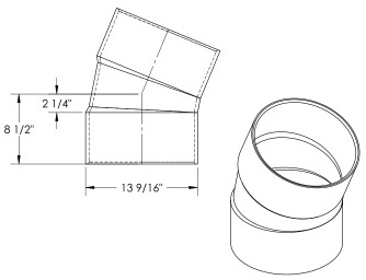 3716-120 22° elbow for 12” DUCT & other IPS size pipe, see details - PVC-DUCT-Fittings