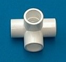 426-005P  4 way Furniture Grade NON-FLOW Fitting COO:USA - PVC-Fittings-4-ways-side-outlet-Tees