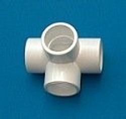 426-007P 3/4” 4 way Furniture Grade, NON-FLOW Fitting COO:USA - PVC-Fittings-4-ways-side-outlet-Tees