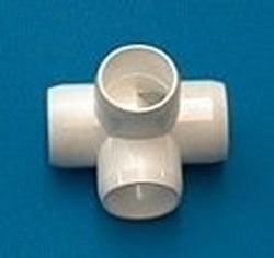 426-010P 1” 4 way Furniture Grade NON-FLOW Fitting COO:USA - PVC-Fittings-4-ways-side-outlet-Tees