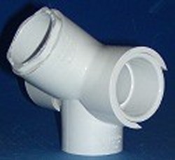 426-007-36 3/4” 4 way 36° angle NON-FLOW Fitting (non-cancelable)  - PVC-Fittings-4-ways-side-outlet-Tees