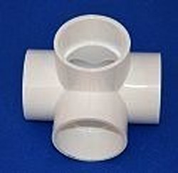 426-020C 2” 4 way Furniture Grade FLOW Fitting COO:TWN - PVC-Fittings-4-ways-side-outlet-Tees