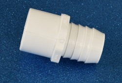 460-012 1.25 barb by 1.25 spigot white COO:USA - Barb-Adapters-Slip-Spigot