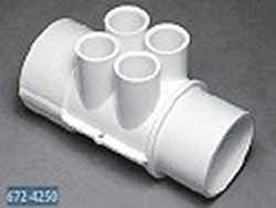 672-4250 2 Spigot x 2 S x 4 ½” ports - PVC-Manifolds