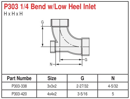 P303-338 Low Heel Sweep Elbows DWV fitting - PVC-DWV-Fittings-Elbows-Sweep90