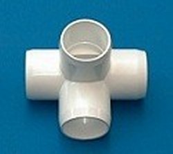 426-012C 1¼” 4 way Furniture Grade FLOW fitting COO:TWN - PVC-Fittings-4-ways-side-outlet-Tees