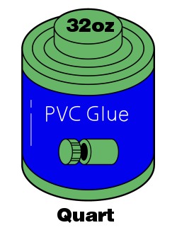 PVC Cement/Glue. Major Brand, BLUE, WET, Medium, 32 oz, Quart - PVC-Glue-Cement