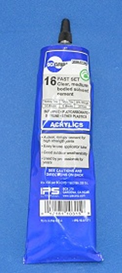 SciGrip #16 5.5 tube. Used for gluing Acrylic to PVC, ABS, Poly, Butyr - Clear-Acrylic-Cement-Glue
