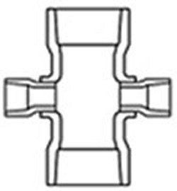420-338 3” x 2” reducing cross. COO:USA - PVC-Fittings-Crosses