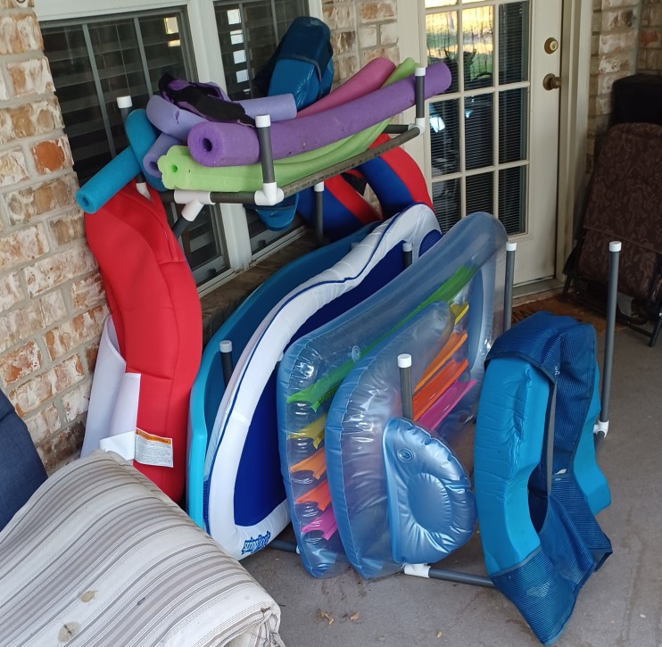 Swimming Pool Organizer made from PVC pipe and fittings.